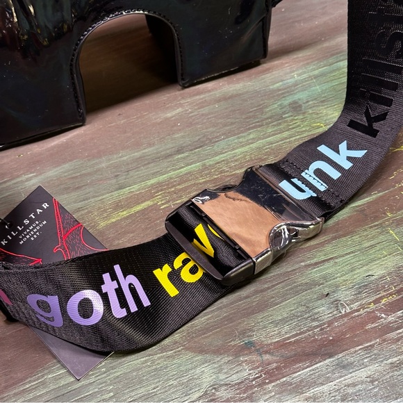 Killstar black patent rainbow fanny pack waist bag NWT - Picture 12 of 13